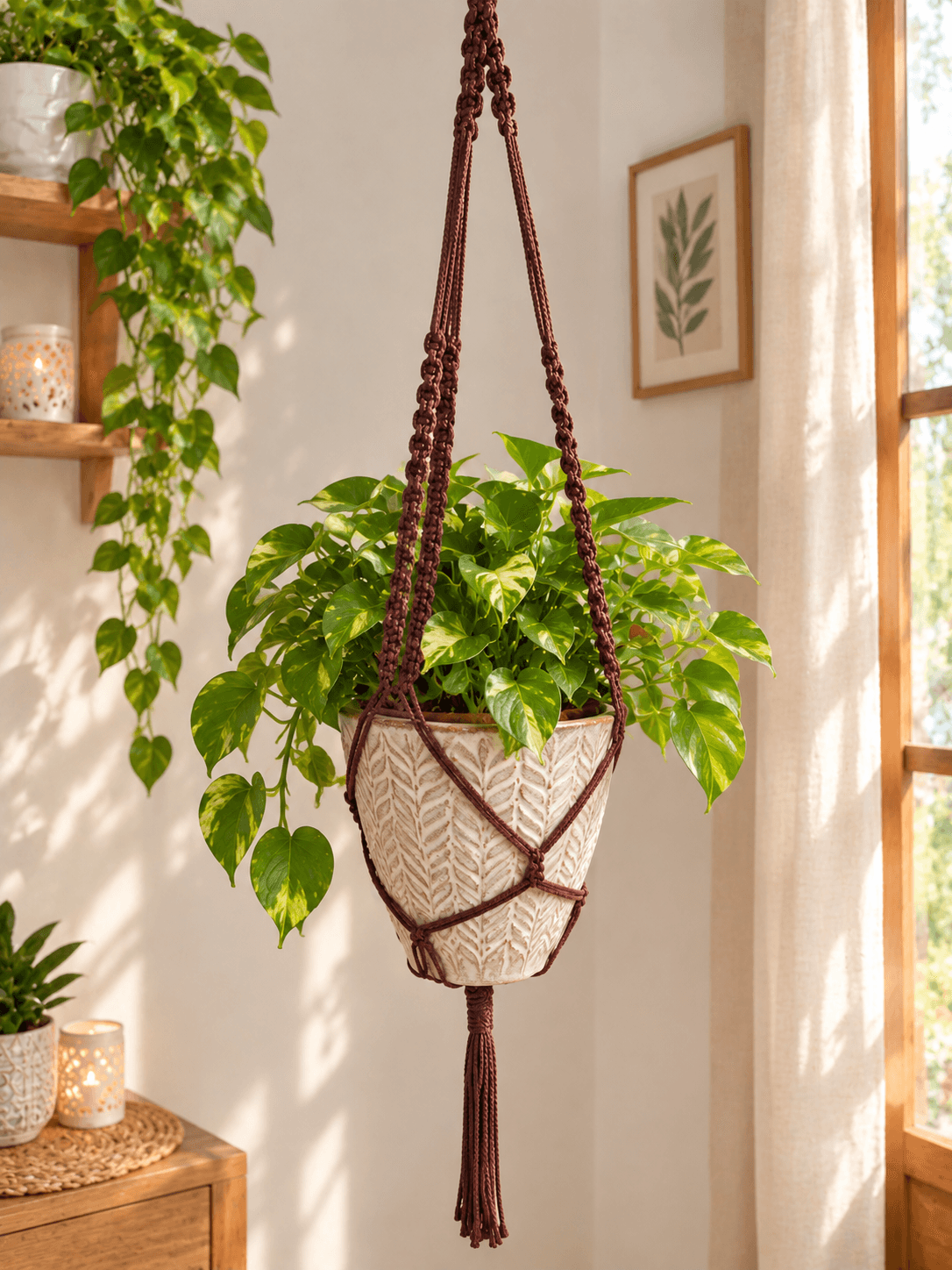 Suspension pour plante en macramé